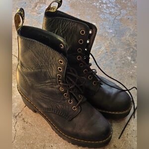 Dr. Martens Shriver Hi Black Leather Platform Lace Up Goth Grung Boots sz 8